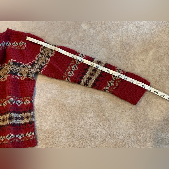 Eddie Bauer Lamb’s Wool Cardigan Sweater - Medium - Dark Red - Vintage - Picture 5 of 9